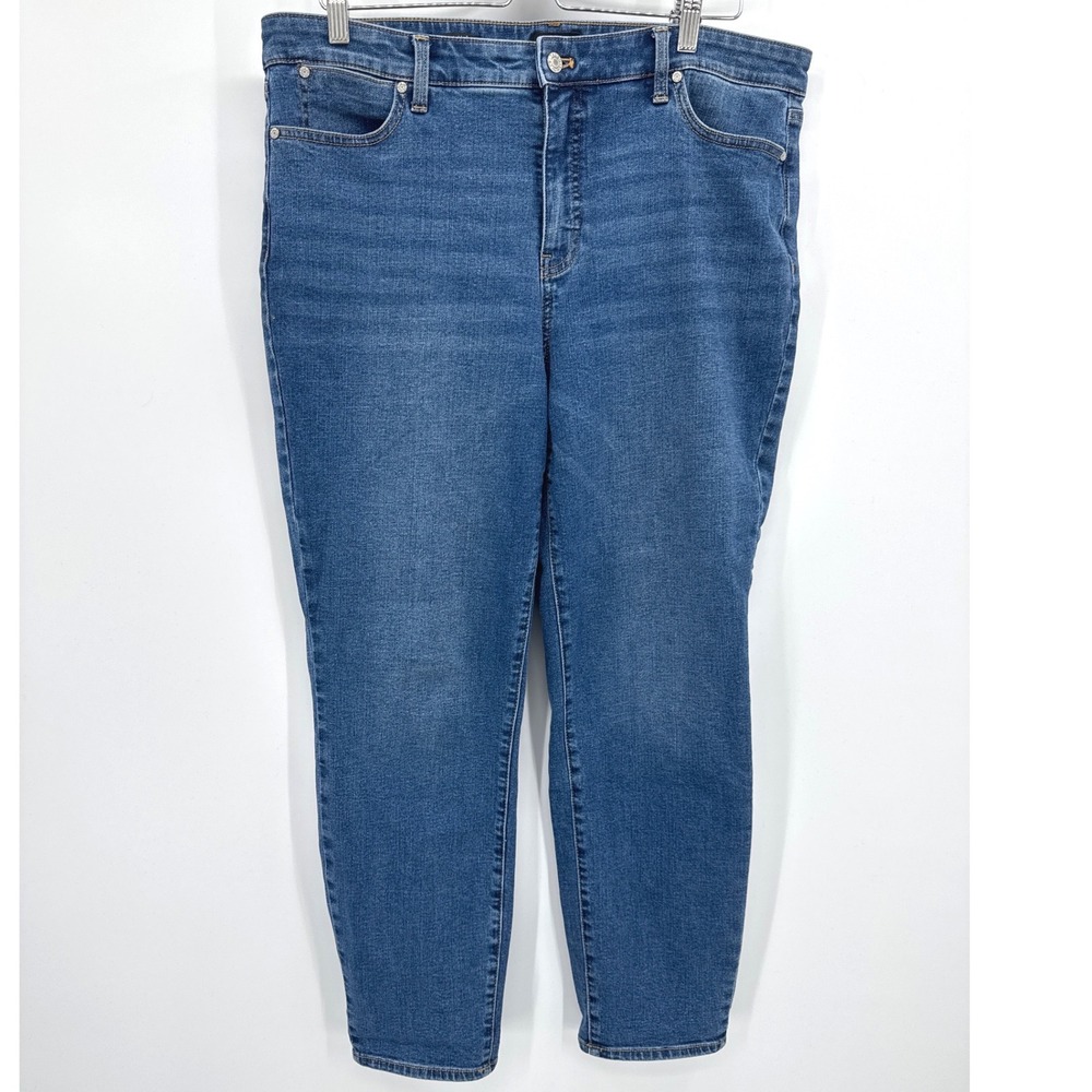 Talbots Women Slim Ankle Jeans 16 Blue High Rise Stretch Denim